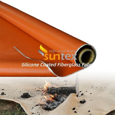 Silicone Coated Fiberglass Fabric 850g/m2 Weight 0.75mm Thickness Fireproof High Silica Fiberglass Cloth