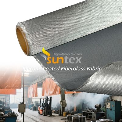 Flame Resistant Silicone Coated Fiberglass Fabric with 50 m / 100 m Roll Length Alkali Free and Anti-Aging Properties