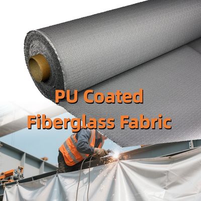 Silica Coated Heavy Duty PU Coated Fiberglass Fabric 460 g/sqm 0.41 mm for Welding Protection