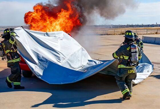 EV Car Fire Blanket with Oxygen Deprivation for Lithium-Ion Battery Fires and Easy Deployment