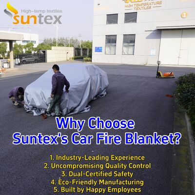 EV Car Fire Blanket with 550℃/1000℃ Thermal Resistance and Oxygen Deprivation for Lithium-Ion Battery Safety