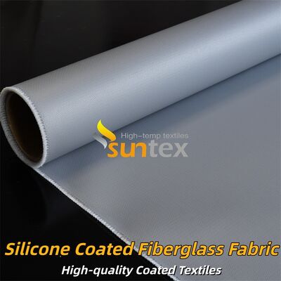 High Strength Silicone Coated Fiberglass Fabric Grey Color Double Sided Fire Retardant Fabric for Insulation and Safety Curtains