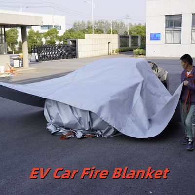 Suntex 60-Minute Fire Protection Gray EV Car Fire Blanket with Oxygen Deprivation for Lithium-Ion Battery Safety