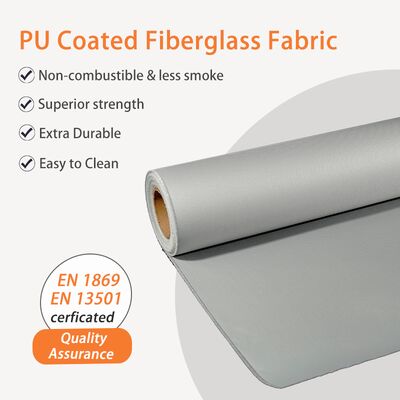 460 g/sqm 0.41 mm PU Coated Fiberglass Fabric with 1800°C Temperature Resistance for Fireproof Applications