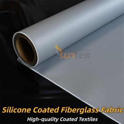 Fire Retardant Silicone Coated Fiberglass Fabric Double Sided Grey Color Curtain Fabric for Industrial Thermal Insulation and Safety